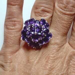 Sterling silver amethyst flower ring